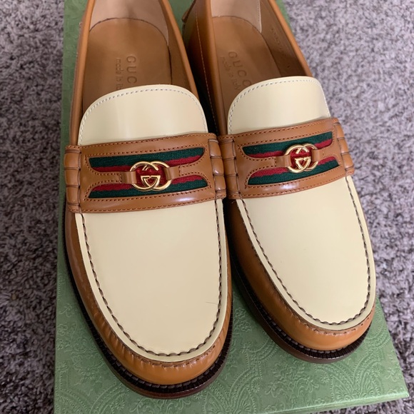 Men Gucci Interlocking G two-tone loafers SZ 7 - Picture 4 of 9